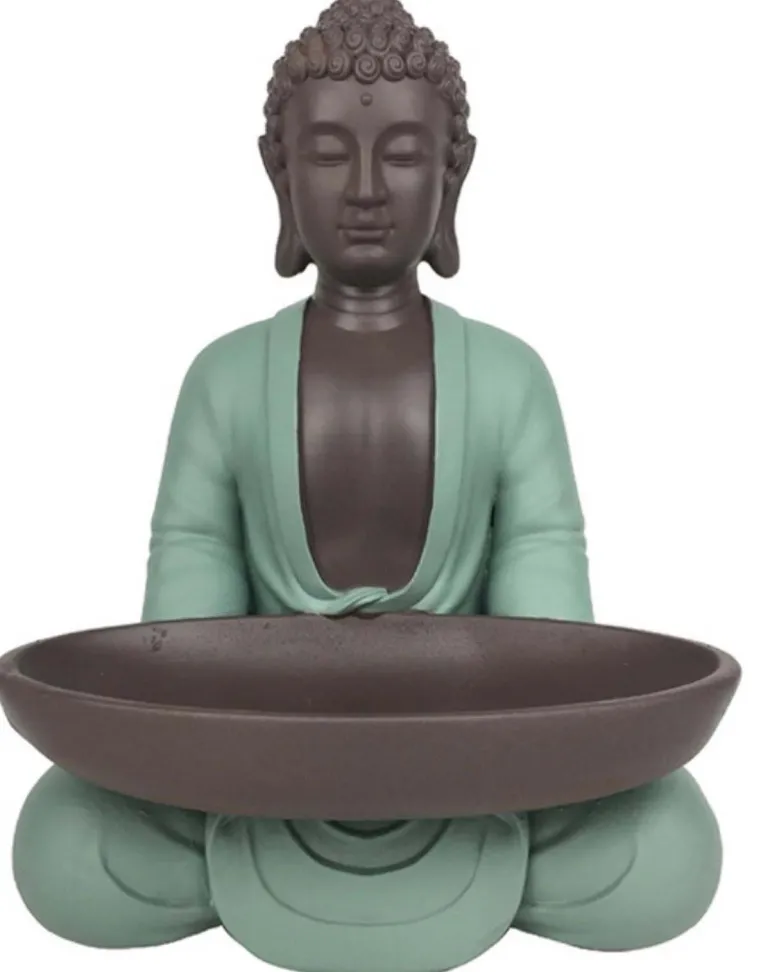 Statue Bodhi avec plateau vide poche en polyrésine