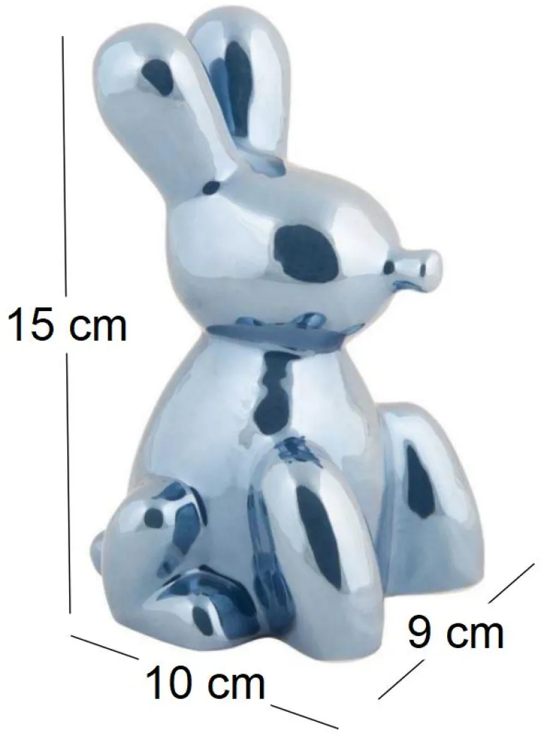 Statue en céramique Balloon Bunny (Bleu foncé)