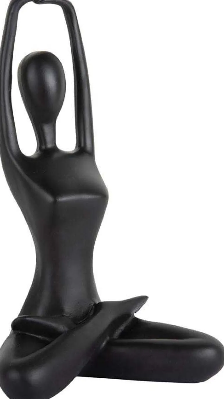 Statue en polyrésine Stretched Lotus (Noir)