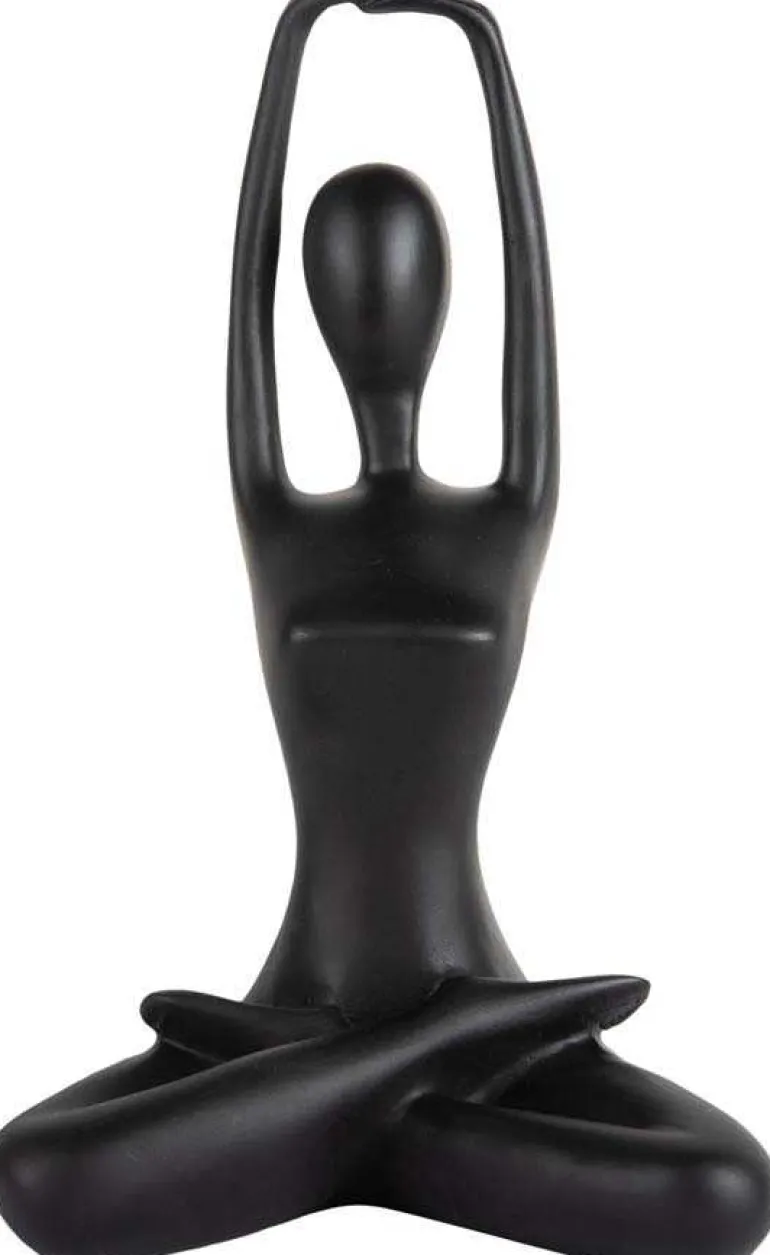 Statue en polyrésine Stretched Lotus (Noir)