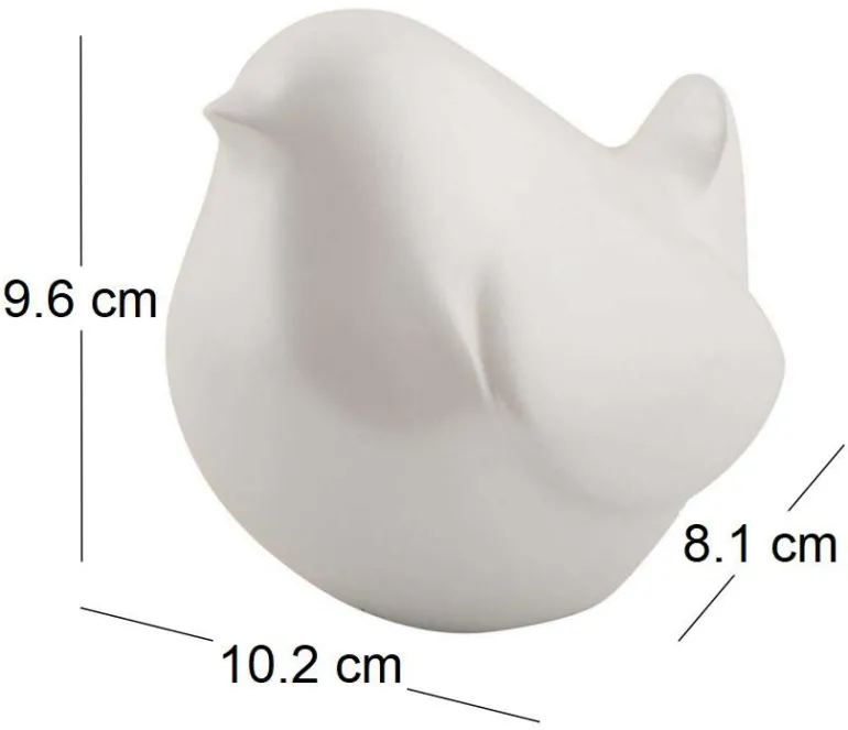 Statue en résine effet métalisé Fat Bird (Blanc)