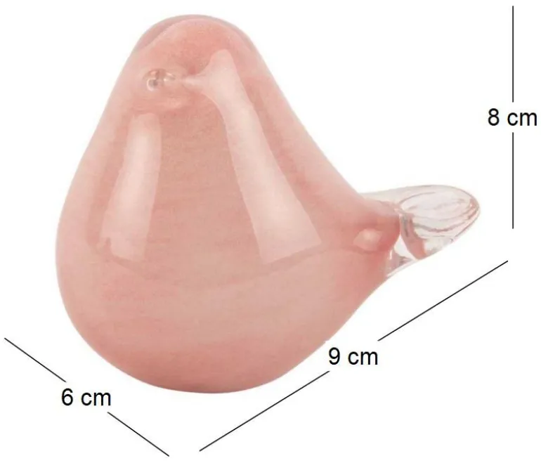 Statue en verre Fat Bird 9 x 6 x 8 cm (Rose pâle)