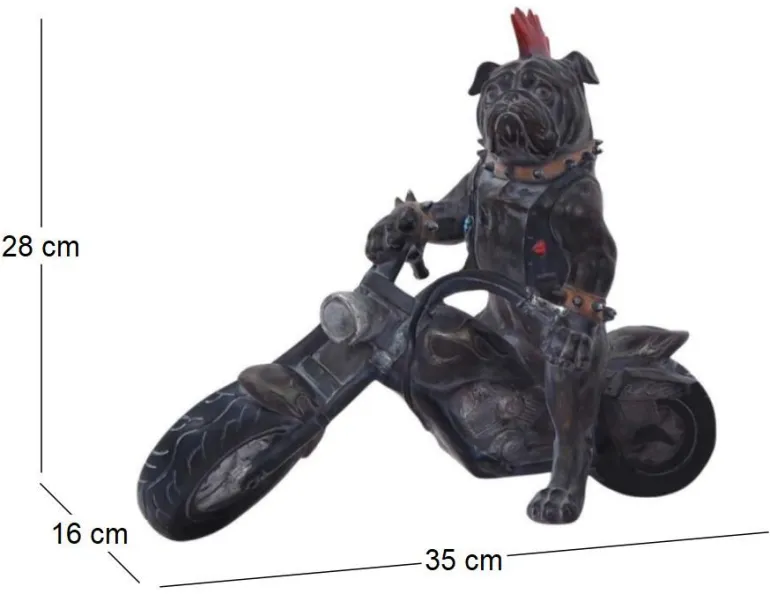 Statuette animal motard en polyrésine (Chien)