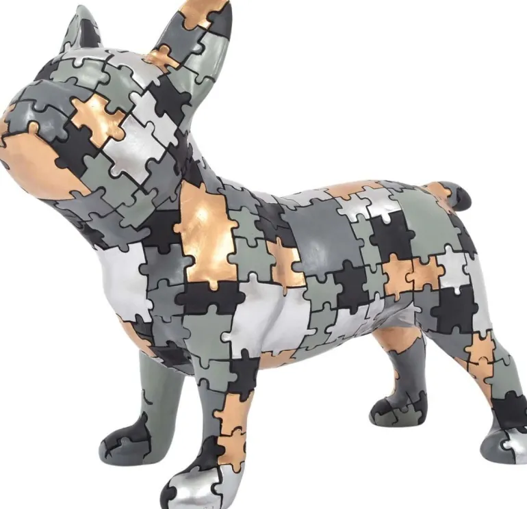 Statuette bouledogue debout en polyrésine Puzzle