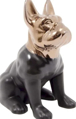 Statuette chien bouledogue en céramique Zoya (Noir et or)