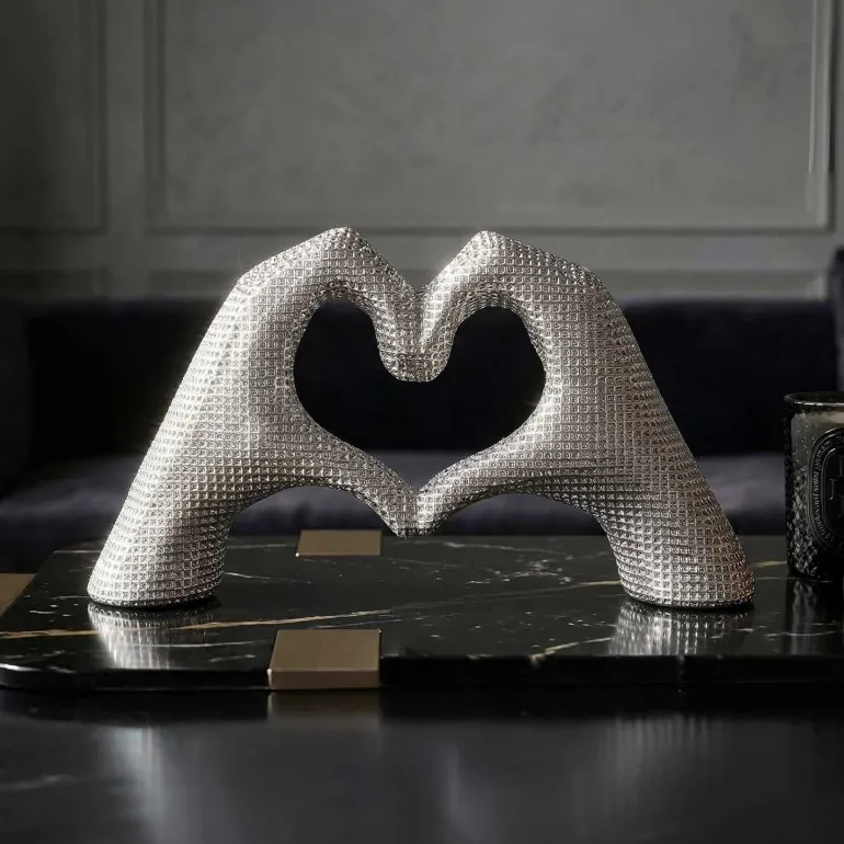 Statuette décorative en polyrésine Hands lover 25 x 7.5 x 13.5 cm (Argent)