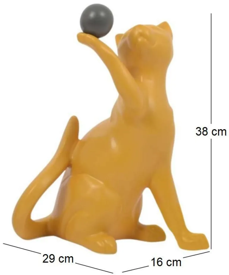 Statuette en céramique chat avec balle Shadow (Jaune)