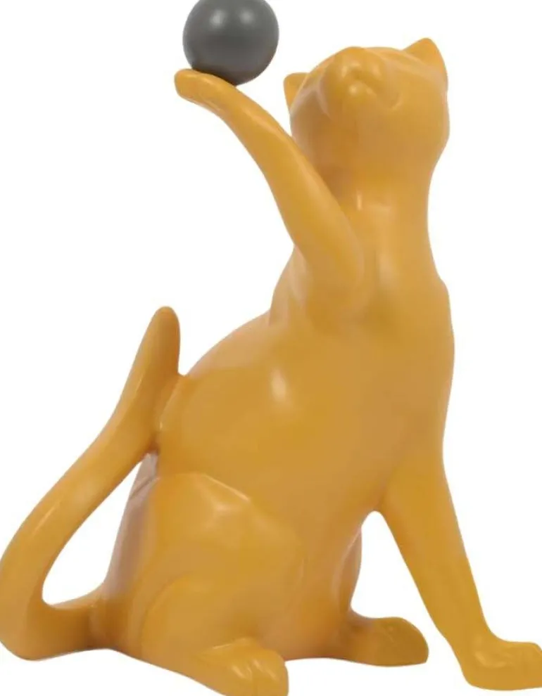 Statuette en céramique chat avec balle Shadow (Jaune)