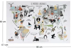 Sticker mural Mappemonde 90x60 cm (Continents gris)