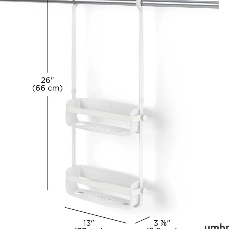 Support accessoires de douche 2 étagères Flex (Blanc)