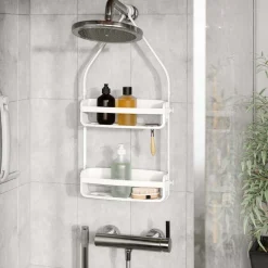 Support accessoires de douche 2 étagères Flex (Blanc)