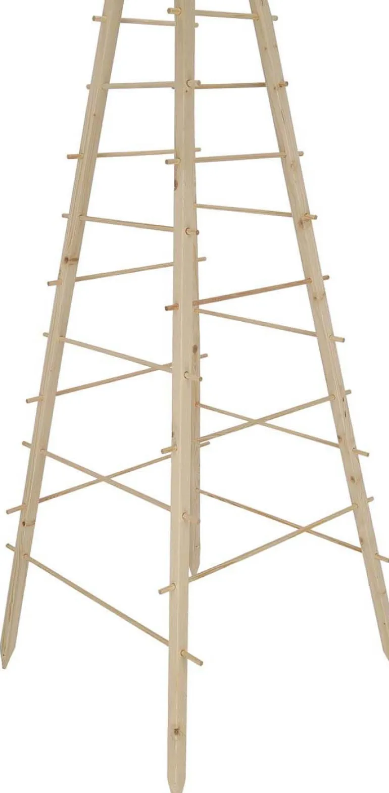 Support en bois de pin pour plantes 4 piquets (Pyramide)