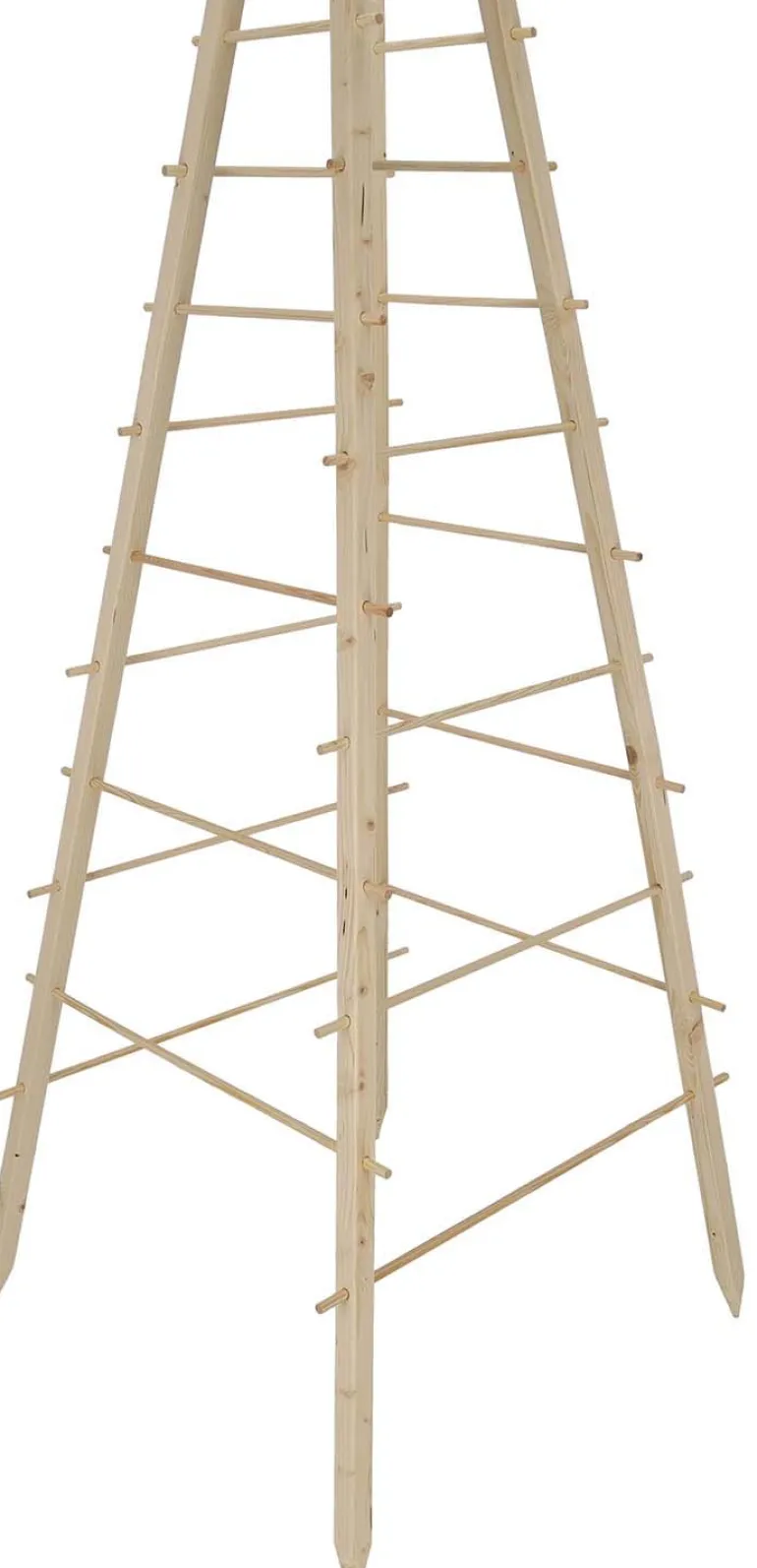 Support en bois de pin pour plantes 4 piquets (Pyramide)