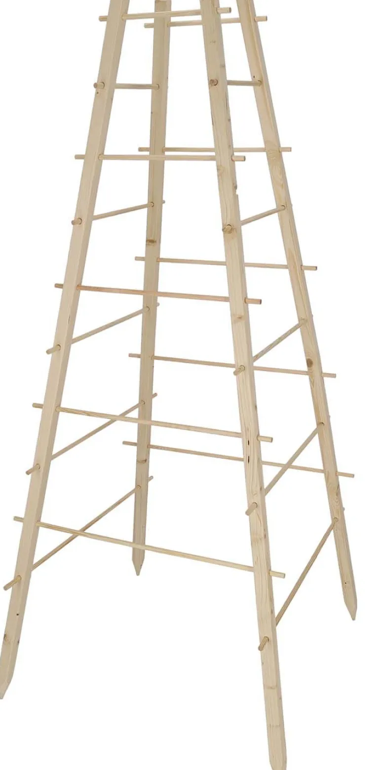Support en bois de pin pour plantes 4 piquets (Pyramide)