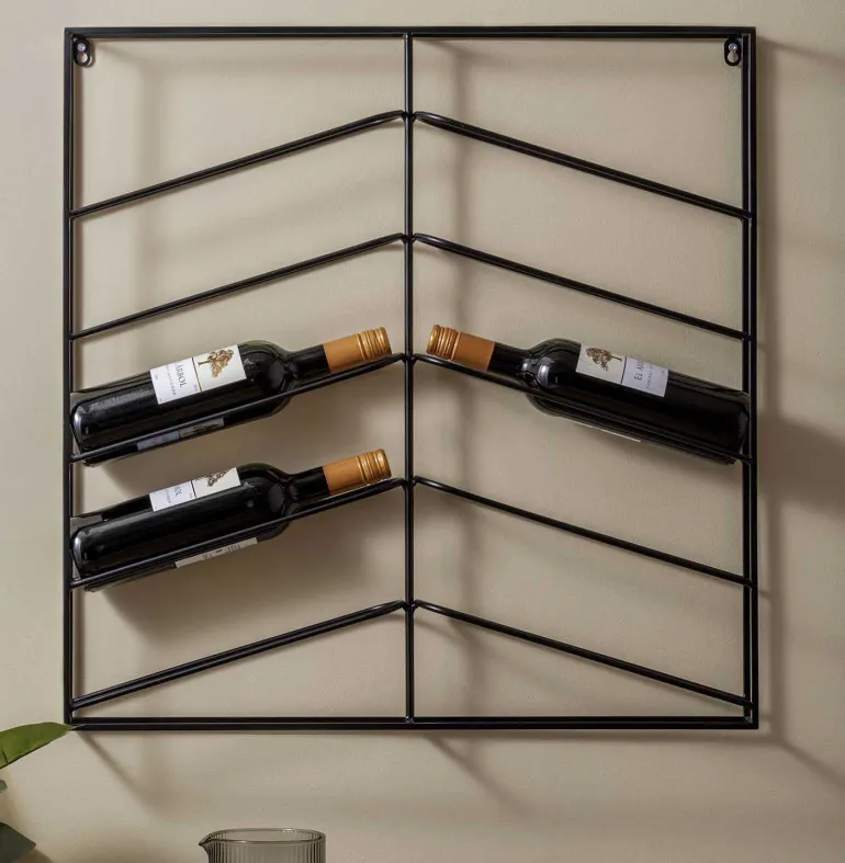 Support mural pour bouteilles de vin Cuadro (Noir)