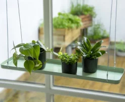 Support à plantes rectangulaire à suspendre vert (Longueur de 58 cm)