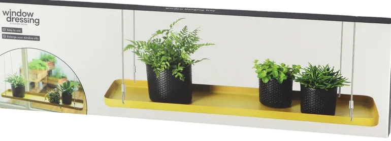 Support à plantes rectangulaire à suspendre doré (Longueur de 58 cm)