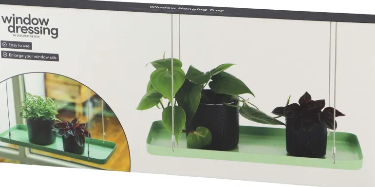 Support à plantes rectangulaire à suspendre vert (Longueur de 38 cm)