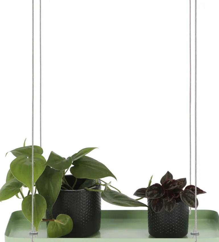 Support à plantes rectangulaire à suspendre vert (Longueur de 38 cm)