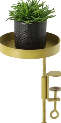 Support à plantes rond à fixer hauteur réglable doré (20.9 x 14 cm)