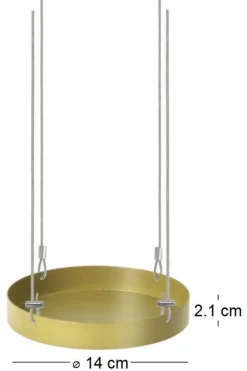 Support à plantes rond à suspendre doré (Diamètre de 14 cm)