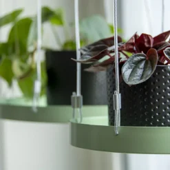 Support à plantes rond à suspendre vert (Diamètre de 14 cm)