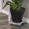 Support à roulettes en bois pour plantes d'intérieur (Carré - Gris)