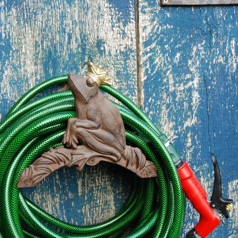 Support tuyau d'arrosage grenouille couronnée