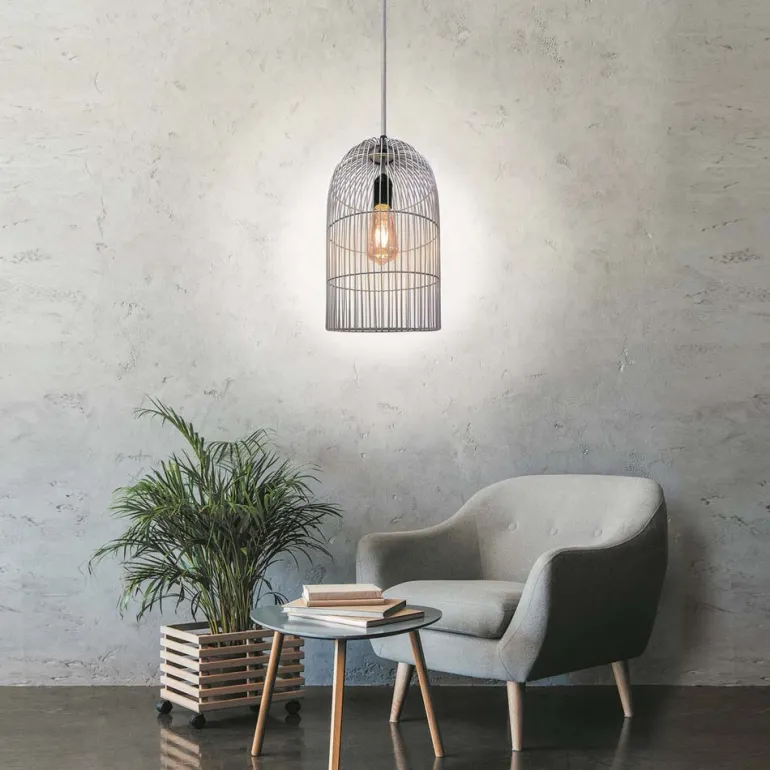 Suspension cage filaire 38 cm (Argent)