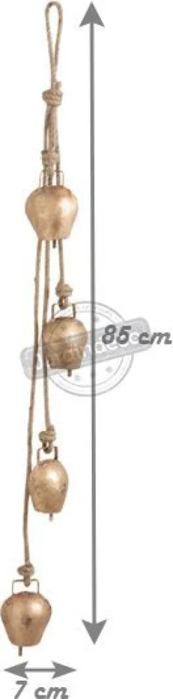 Suspension 4 cloches en métal doré vieilli