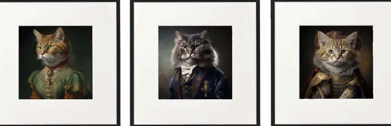 Tableau décoratif Animal head 40 x 40 cm (Lot de 3) (Chats)