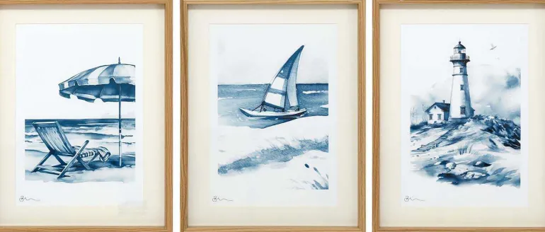 Tableau décoratif Seashore 30 x 40 cm (Lot de 3)