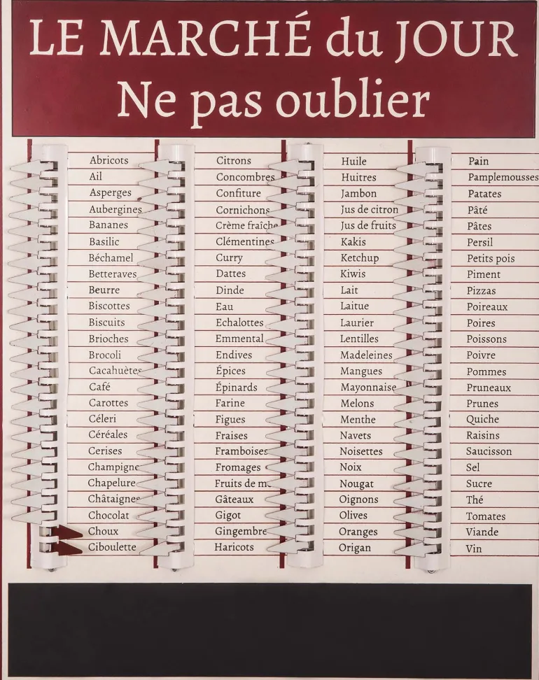 Tableau liste de courses Marché du jour