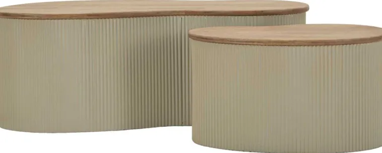 Table basse en bois d'hévéa Frankfurt (Set de 2) (Blanc)