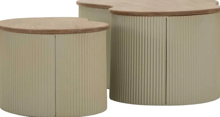 Table basse en bois d'hévéa Frankfurt (Set de 2) (Blanc)
