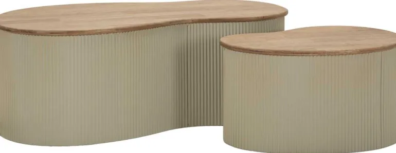 Table basse en bois d'hévéa Frankfurt (Set de 2) (Blanc)