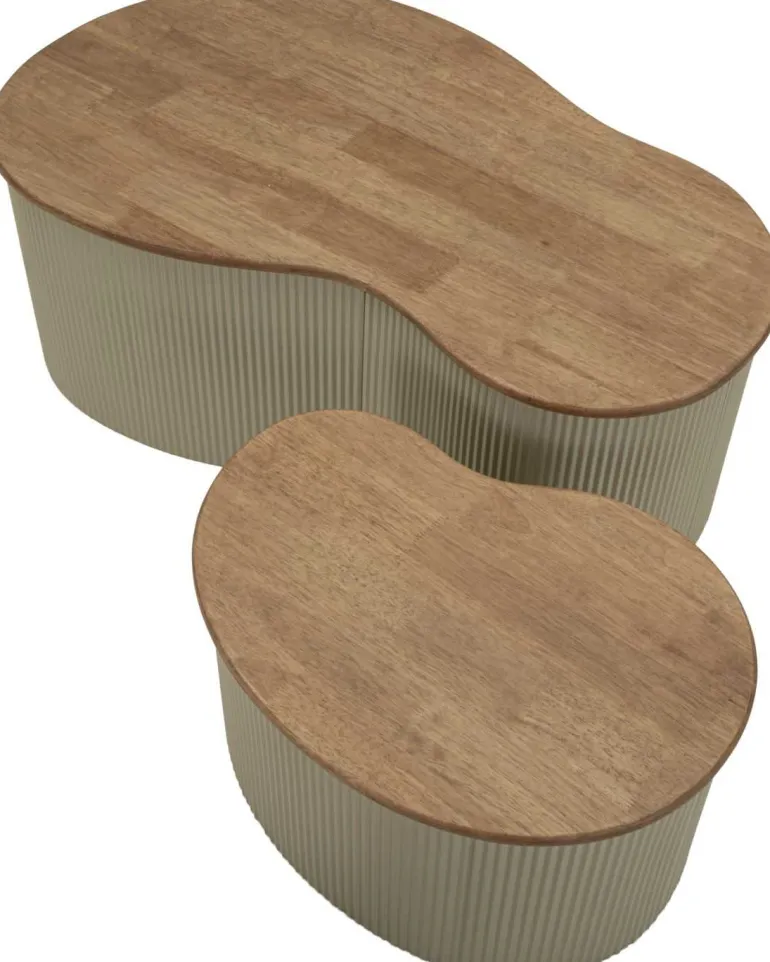 Table basse en bois d'hévéa Frankfurt (Set de 2) (Blanc)