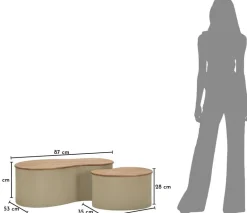 Table basse en bois d'hévéa Frankfurt (Set de 2) (Blanc)