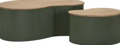Table basse en bois d'hévéa Frankfurt (Set de 2) (Vert)