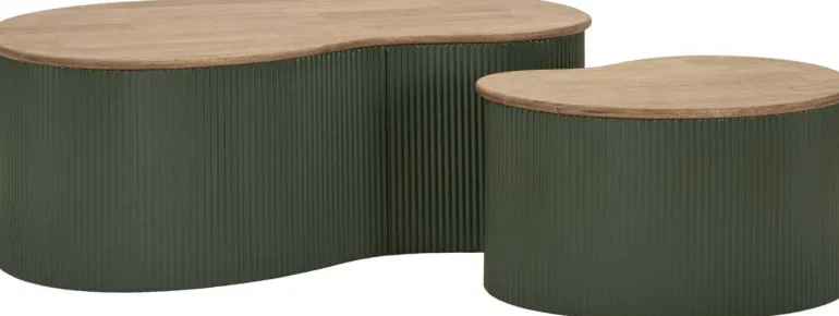 Table basse en bois d'hévéa Frankfurt (Set de 2) (Vert)