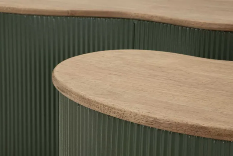 Table basse en bois d'hévéa Frankfurt (Set de 2) (Vert)