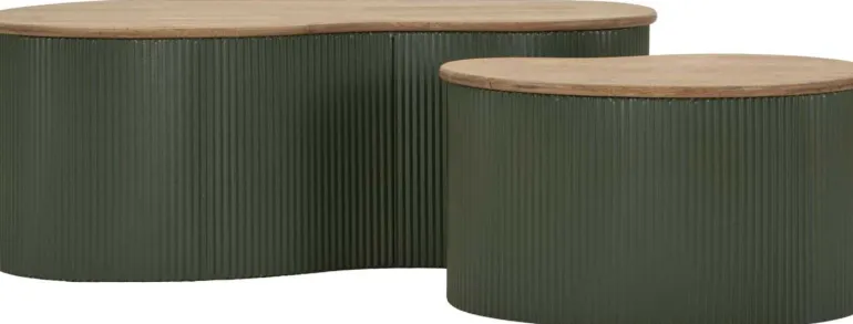 Table basse en bois d'hévéa Frankfurt (Set de 2) (Vert)