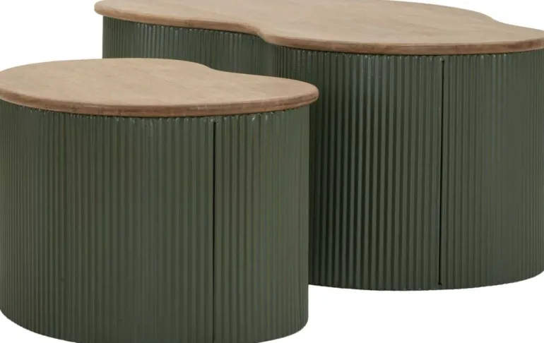 Table basse en bois d'hévéa Frankfurt (Set de 2) (Vert)