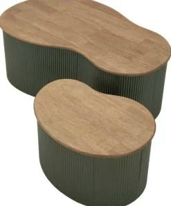 Table basse en bois d'hévéa Frankfurt (Set de 2) (Vert)