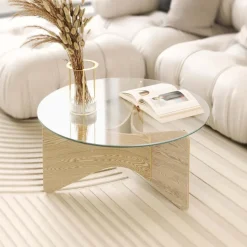 Table basse en bois et verre Madera
