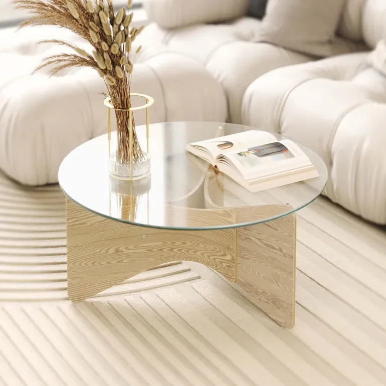 Table basse en bois et verre Madera