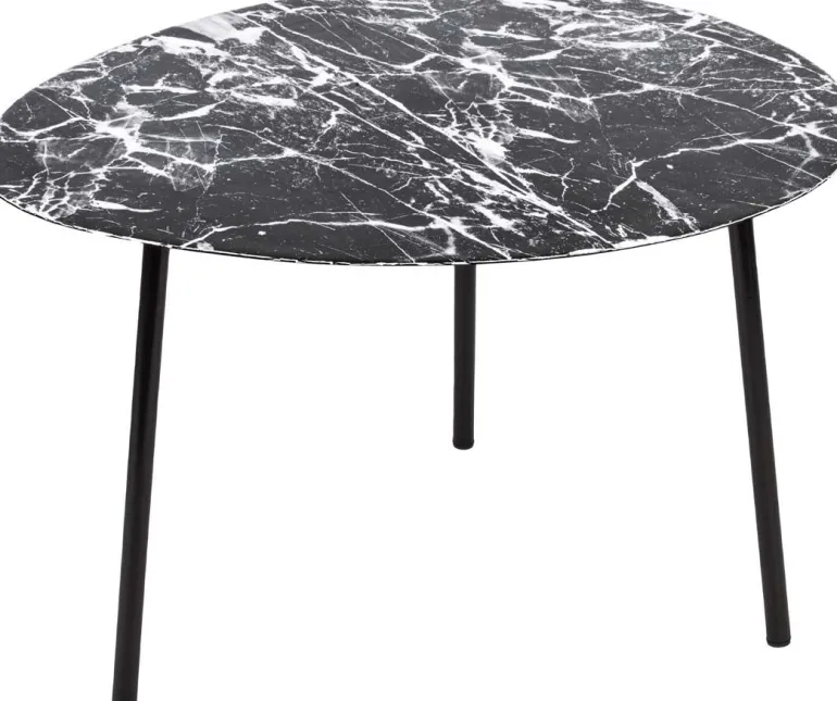 Table basse en métal imitation marbre Ovoid 58 x 51 cm (Noir)