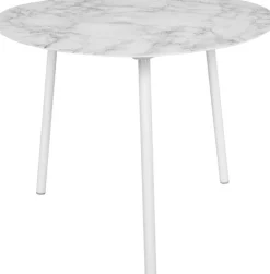 Table basse en métal imitation marbre Ovoid 67 x 60 cm (Blanc)