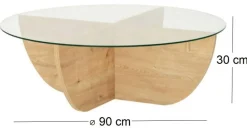 Table basse en verre et aggloméré Lily (Chêne)