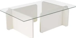 Table basse en verre et aggloméré Flavio (Blanc)